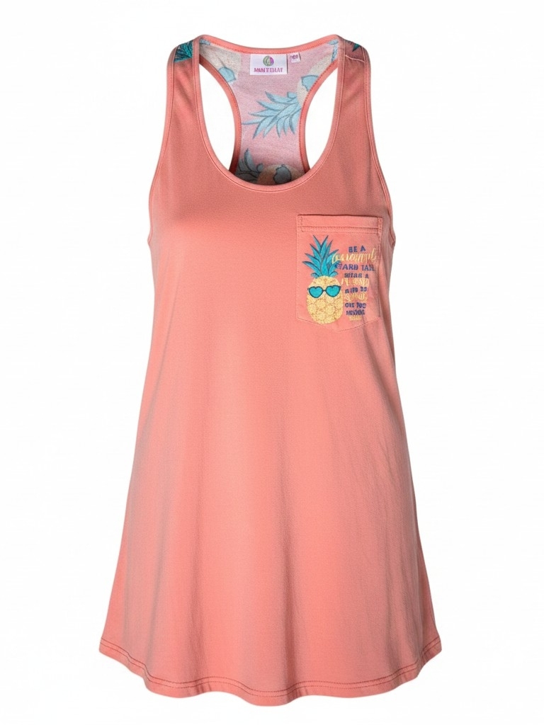 Marley Lilly Pineapple Tank Top Women’s Small Pink Racerback Graphic Tee